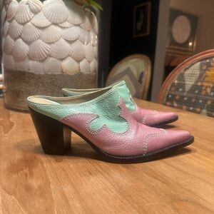Maryam Nassir Zedeh Pink & Green Mules
